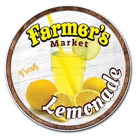Signmission Corrugated Plastic Sign With Stakes 24in Circular-Farmers Market Lemonade, C-24-CIR-WS-Lemonade C-24-CIR-WS-Lemonade